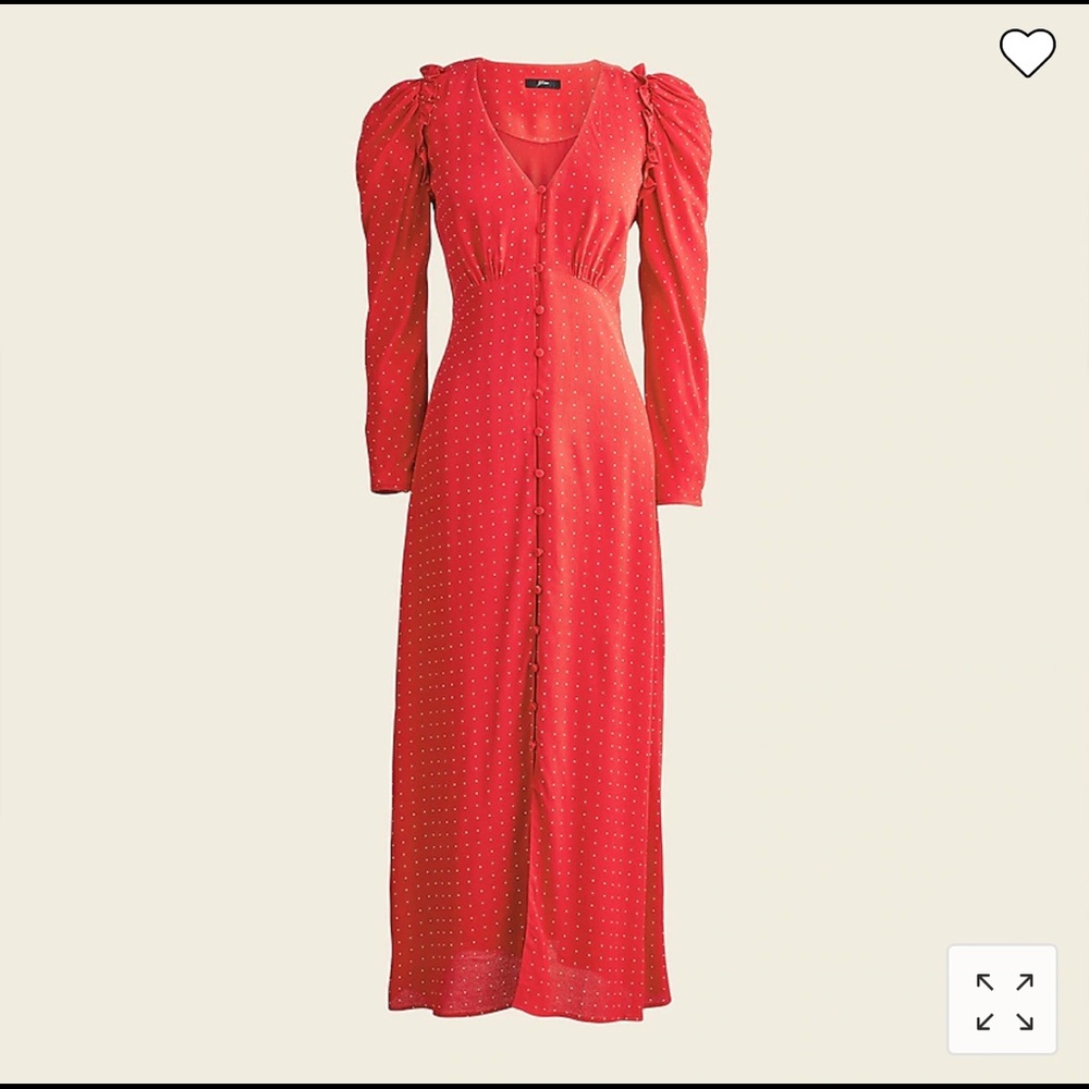 NWT Jcrew Drapey puff-sleeve dress in pin dot Item BB311 size 12